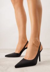 Czarne Casualowe Sandały na Szpilce Typu Slingback Lamigonia. Czarne sandały damskie Renee, bez wzorów, bez obcasa, na obcasie, bez zapięcia. Za 119.99 zł.