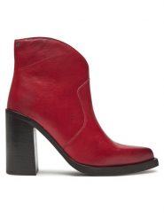 Bronx Botki Mya-Mae 34331-V Czerwony. Czerwone botki damskie Bronx, ze skóry, bez obcasa, na słupku, bez zapięcia. Za 769.99 zł.