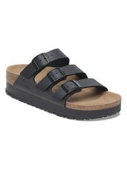 Birkenstock Klapki "Florida" w kolorze czarnym rozmiar: 36. Czarne klapki damskie Birkenstock, bez wzorów, z otwartym noskiem, bez obcasa, bez zapięcia. Za 318.37 zł.