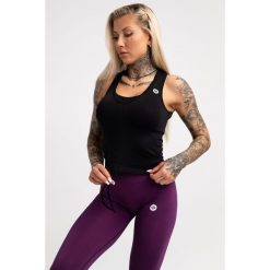 Top fitness damski Gym Glamour ściągany. Czarne koszulki sportowe damskie GYM GLAMOUR, s, bez wzorów, bez ramiączek, na fitness i siłownię. Za 119.99 zł.