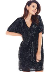 Awama Sukienka w kolorze czarnym rozmiar: onesize. Czarne sukienki damskie Awama, bez wzorów, bez ramiączek. Za 194.99 zł.