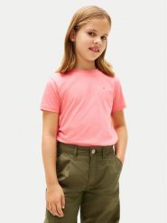 Tommy Hilfiger T-Shirt KS0KS00661 Różowy jasny Regular Fit. Czerwone koszulki i t-shirty dziewczęce Tommy Hilfiger, bez wzorów, z bawełny, bez kołnierzyka, bez ramiączek. Za 109.99 zł.