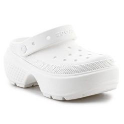 Klapki Crocs Stomp Clog 209347-0WV białe. Białe klapki damskie bez wzorów, bez obcasa, bez zapięcia. Za 435.61 zł.