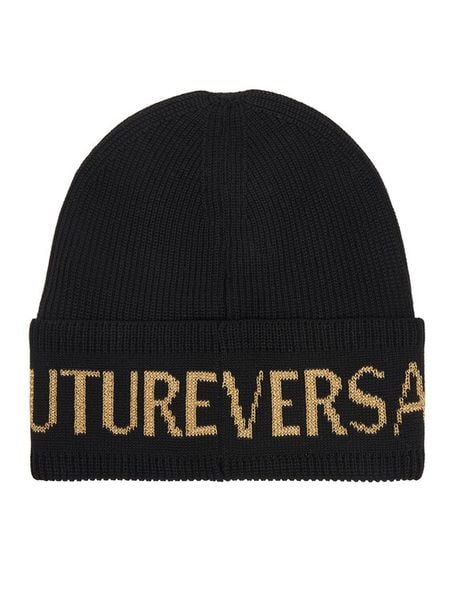 Versace Jeans Couture Czapka Big Beanie 79YAZK40 Czarny. Czarne czapki damskie Versace Jeans Couture, na zimę, bez wzorów, z jeansu. Za 379.99 zł.