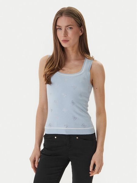 Guess Sweter W6GR17 Z0604 Błękitny Regular Fit. Niebieskie swetry klasyczne damskie Guess, s, bez kołnierzyka. Za 434.99 zł.