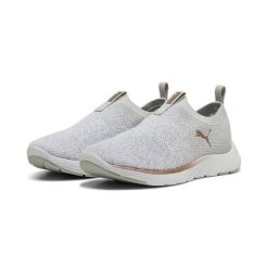 Damskie dzianinowe buty do biegania SOFTRIDE Remi PUMA. Białe obuwie sportowe damskie Puma, z dzianiny, bez zapięcia, do biegania. Za 279.00 zł.