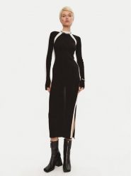 Patrizia Pepe Sukienka dzianinowa 8A1338 K9J5 Écru Regular Fit. Czarne sukienki damskie Patrizia Pepe, bez wzorów, z dzianiny, bez ramiączek. Za 659.99 zł.