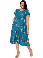 Aller Simplement Sukienka w kolorze niebieskim rozmiar: 50/52. Niebieskie sukienki damskie Aller Simplement, bez wzorów, z bawełny, bez ramiączek. Za 86.99 zł.