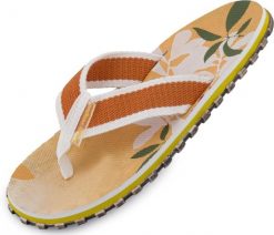 Damskie japonki Religion w kwiaty - żółte. Żółte klapki damskie True Religion, bez wzorów, z materiału, bez obcasa, bez zapięcia. Za 131.99 zł.