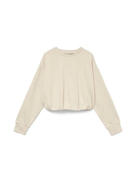 Vero Moda Bluza w kolorze beżowym rozmiar: XL. Brązowe bluzy damskie Vero Moda, xl, bez wzorów, z bawełny, bez kaptura. Za 31.28 zł.