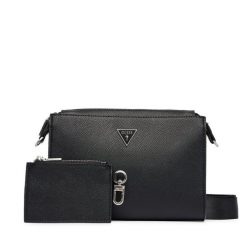 Torebka Guess. Czarne listonoszki damskie Guess, z aplikacjami, bez dodatków. Za 364.99 zł.