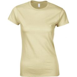 Koszulka Damska Krótki Rękaw Soft Style. Brązowe bluzki damskie GILDAN, xl, bez wzorów, sportowe, bez kołnierzyka, bez ramiączek. Za 29.99 zł.