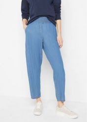 Dżinsy Mom, high waist, bawełna organiczna. Niebieskie jeansy damskie bonprix, z podwyższonym stanem. Za 119.99 zł.