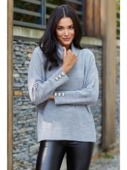 Milan Kiss Golf w kolorze szarym rozmiar: M. Szare golfy damskie Milan Kiss, m, bez wzorów, bez ramiączek. Za 96.60 zł.