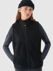 4F Bezrękawnik sherpa ze stójką damski - czarny XL. Czarne kamizelki damskie 4F, na zimę, xl, bez wzorów, z bawełny, bez kaptura. W wyprzedaży za 69.99 zł.