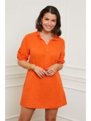 Curvy Lady Lniana sukienka w kolorze pomarańczowym rozmiar: 40/42. Pomarańczowe sukienki damskie Curvy Lady, bez wzorów, ze lnu, klasyczne, bez ramiączek. Za 136.45 zł.
