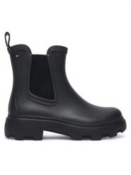 Tommy Hilfiger Kalosze Flag Cleated FW0FW09387 Czarny. Czarne kalosze damskie Tommy Hilfiger, bez wzorów, z gumy. Za 449.99 zł.