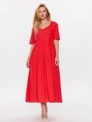 YAS Sukienka codzienna 26029550 Różowy Loose Fit. Czerwone sukienki damskie YAS, bez wzorów, z bawełny, bez ramiączek. Za 249.99 zł.