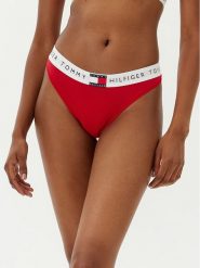Tommy Hilfiger Stringi UW0UW06039 Czerwony. Czerwone stringi Tommy Hilfiger, bez wzorów, z bawełny. Za 59.99 zł.