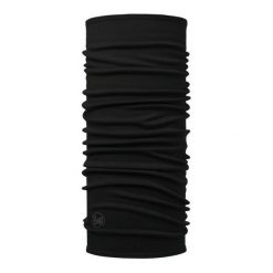Chusta wielofunkcyjna z wełny merynosów Buff Merino Midweight. Czarne chusty damskie Buff, bez wzorów, z wełny. Za 149.90 zł.