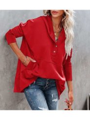 Milan Kiss Bluza w kolorze czerwonym rozmiar: L. Czerwone bluzy damskie Milan Kiss, l, bez wzorów, z kapturem. Za 152.99 zł.