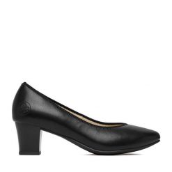 Czółenka Rieker. Czarne czółenka damskie Rieker, bez wzorów, bez obcasa. Za 339.99 zł.
