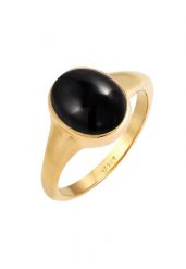 Elli Damski sygnet owalny z kamieniem szlachetnym onyx w pozłacanym srebrze 925 Sterling Silver Pierścionki 1 ct. Szare pierścionki damskie Elli, z onyksem, pozłacane. Za 279.64 zł.