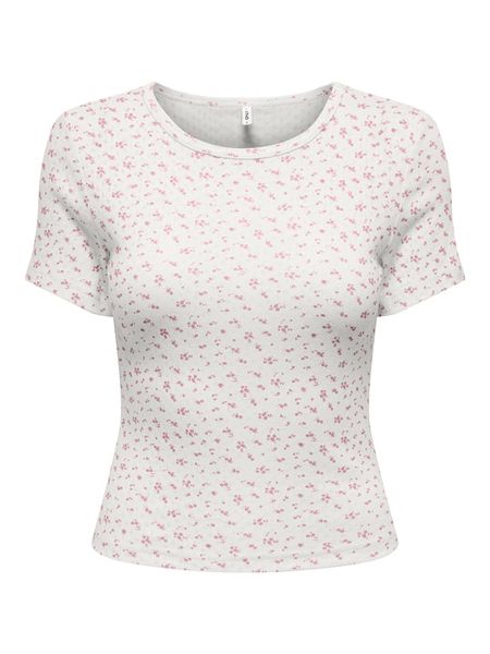 ONLY Koszulka w kolorze kremowo-jasnoróżowym rozmiar: S. Brązowe bluzki damskie Only, s, bez wzorów, z bawełny, bez kołnierzyka, bez ramiączek. Za 56.95 zł.