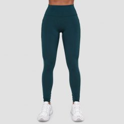 Legginsy damskie fitness z kieszeniami ciemnozielone Ignite. Zielone legginsy damskie GYMBEAM, m, bez wzorów, z elastanu. Za 112.90 zł.