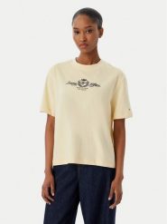 Tommy Hilfiger T-Shirt Crest WW0WW48713 Kremowy Relaxed Fit. Białe t-shirty damskie Tommy Hilfiger, xs, bez wzorów, z bawełny, bez kołnierzyka. Za 249.99 zł.