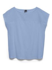 Vero Moda Bluzka w kolorze niebieskim rozmiar: L. Niebieskie bluzki damskie Vero Moda, l, bez wzorów, z bawełny, bez kołnierzyka, bez ramiączek. Za 69.91 zł.