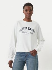 Calvin Klein Jeans Bluza Logo Graphic LV047F818G Biały Regular Fit. Białe bluzy damskie Calvin Klein Jeans, m, bez wzorów, z bawełny, bez kaptura. Za 268.99 zł.