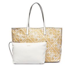 Torebka Guess. Brązowe shopper bag Guess, z aplikacjami, bez dodatków. Za 674.99 zł.