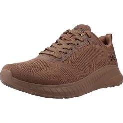 Buty SKECHERS BOBS SQUAD Brązowy. Brązowe obuwie trekkingowe damskie Skechers, z tkaniny, bez zapięcia. Za 264.99 zł.
