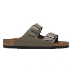 BIRKENSTOCK Arizona NL Concrete Gray Klapki damskie. Szare klapki damskie Birkenstock, bez wzorów, z materiału, z otwartym noskiem, bez obcasa, bez zapięcia. Za 449.99 zł.