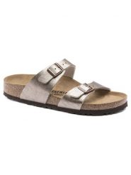 Birkenstock Klapki "Sydney" w kolorze szarobrązowym rozmiar: 41. Brązowe klapki damskie Birkenstock, bez wzorów, z materiału, z otwartym noskiem, bez obcasa, bez zapięcia. Za 313.27 zł.