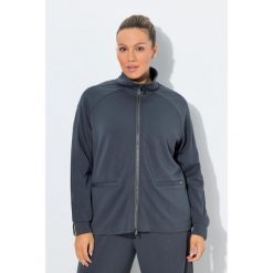 Damskie Bluza rozpinana chłodząca stójka długi rękaw. Fioletowe bluzy damskie Ulla Popken, plus size, bez wzorów, z elastanu, bez kaptura. Za 349.99 zł.