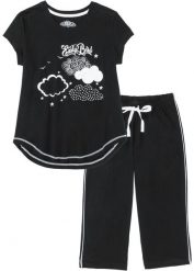 Piżama ze spodniami 3/4 z czystej bawełny organicznej. Czarne piżamy damskie bonprix, bez wzorów, z bawełny, bez ramiączek. Za 67.99 zł.