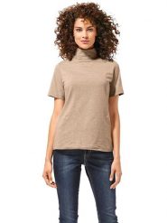 Heine Koszulka w kolorze beżowym rozmiar: 50. Brązowe bluzki damskie Heine, bez wzorów, z bawełny, bez kołnierzyka, bez ramiączek. Za 69.99 zł.