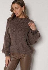 Jasnobrązowy Kardigan Oversize z Wełną Zdobiony Kokardkami Eleathalie. Brązowe kardigany damskie Born2be, z aplikacjami, z jeansu. Za 139.99 zł.