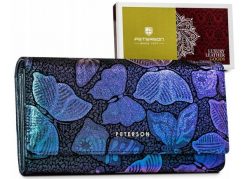 Portfel skórzany Peterson PTN 42122-ONBF niebieski. Niebieskie portfele damskie Peterson, z aplikacjami, ze skóry. Za 115.99 zł.