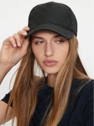 Guess Czapka z daszkiem AW5184 POL03 Czarny. Czarne czapki z daszkiem damskie Guess, z aplikacjami, z materiału. Za 109.99 zł.
