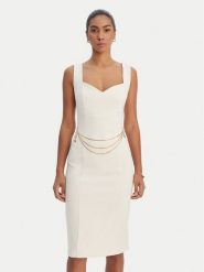 Fracomina Sukienka koktajlowa FR26SD2017W42901 Écru Slim Fit. Sukienki damskie Fracomina, bez wzorów, z syntetyku, wizytowe, bez ramiączek. Za 699.99 zł.