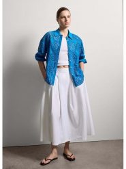 STEFANEL Bluzka w kolorze niebieskim rozmiar: M. Niebieskie bluzki damskie Stefanel, m, bez wzorów, z bawełny, bez kołnierzyka, bez ramiączek. Za 208.99 zł.