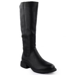 Skórzane kozaki damskie oficerki czarne D&A S.Barski Premium Collection JC52-837. Czarne kozaki damskie d&a, ze skóry, bez obcasa, bez zapięcia. Za 319.99 zł.