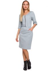 Made of emotion Sukienka dresowa w kolorze błękitnym rozmiar: XL. Niebieskie sukienki damskie Made Of Emotion, bez wzorów, z bawełny, bez ramiączek. Za 52.79 zł.