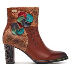 Botki Laura Vita. Czerwone botki damskie LAURA VITA, bez obcasa, na słupku, bez zapięcia. Za 689.99 zł.