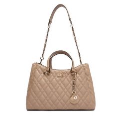 Torebka Guess. Brązowe kuferki damskie Guess, z aplikacjami, bez dodatków. Za 679.99 zł.