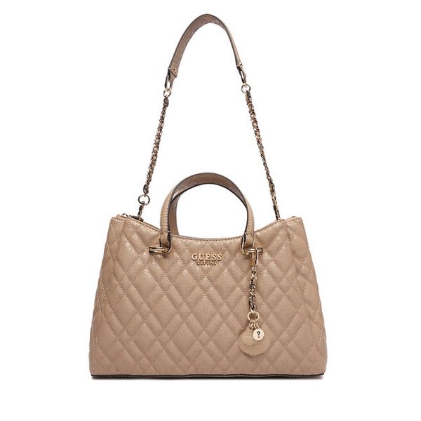 Torebka Guess. Brązowe kuferki damskie Guess, z aplikacjami, bez dodatków. Za 679.99 zł.