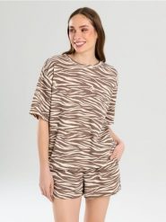 Bluza z krótkim rękawem w zeberkę - wielobarwny. Bluzy damskie Sinsay, l, bez wzorów, bez kaptura. Za 39.99 zł.